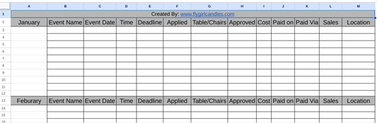 Excel Format - Event Tracker for Vending, Popups & Festivals